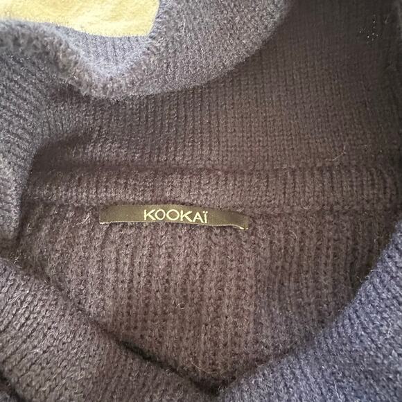 Kookai Navy Wool Chunky Knit Cowl Neck Sweater Size M - Picture 14 of 15